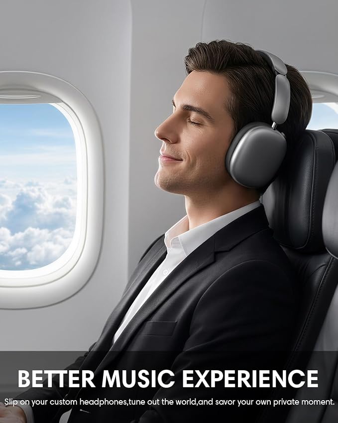 Wentronic Y02 Active Noise Cancelling Headphones, Wireless Over-Ear Bluetooth 5.4 Headphones with Microphone, 60H Playtime, Hi-Res Audio, Big Bass, Foldable Lightweight for Travel Home Office, Grey