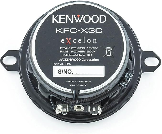 Kenwood eXcelon KFC-X3C 3.5-Inch Mid Range Car Speaker with Silk Balanced Dome Tweeters for Chrysler/Toyota/Others, 120 Watts Max Power (Pair)