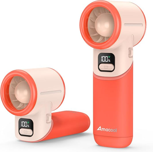 AMACOOL Portable Handheld Turbo Fan丨5 Speed Foldable Hand Fans丨Max 20 Hours Runtime丨Rechargeable Mini Pocket Cooling Fan for Travel, Outdoor Activities, Gifts for Women