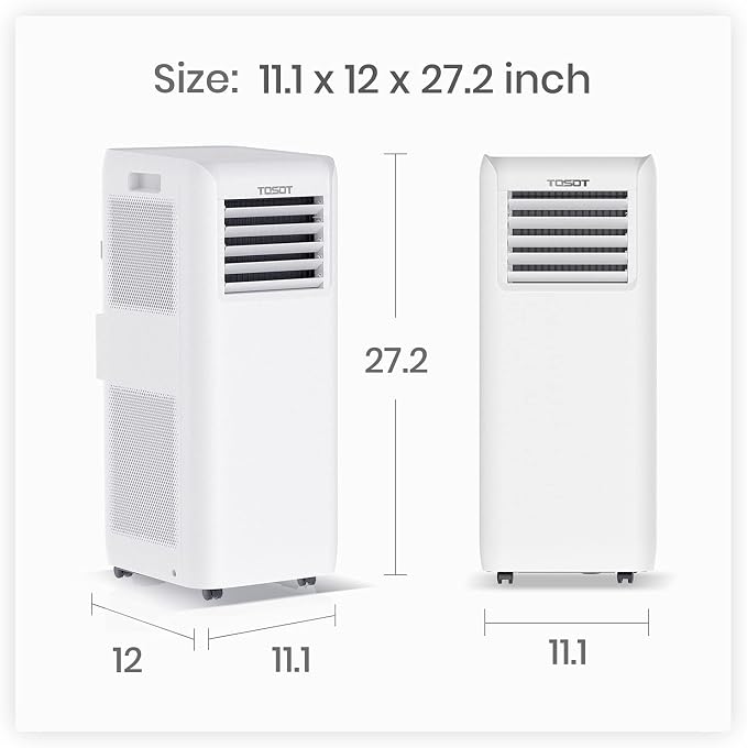 TOSOT 9,500 BTU Air Conditioner Easier to Install, Quiet and 3-in-1 Portable AC, Dehumidifier, Fan for Rooms Up to 300 sq ft, Aovia Series, White