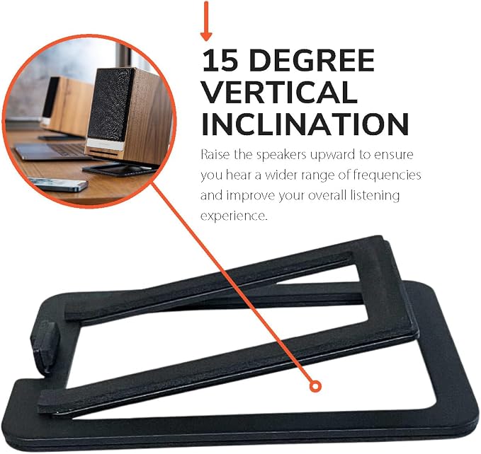 Audioengine DS1M Metal Speaker Stands Pair – Desktop Speaker Stands for Computer Speakers, Studio Monitors and Bookshelf Speakers - Yellow