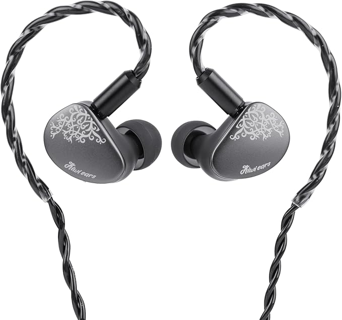 Kiwi Ears Cadenza II in Ear Monitor, 10mm Titanium Dynamic Driver IEM Earphone with KARS 2.0 for Precise Tonal Balance - CNC Aluminum Panel with Detachable 2-Pin Cable for Musicians (Grey)
