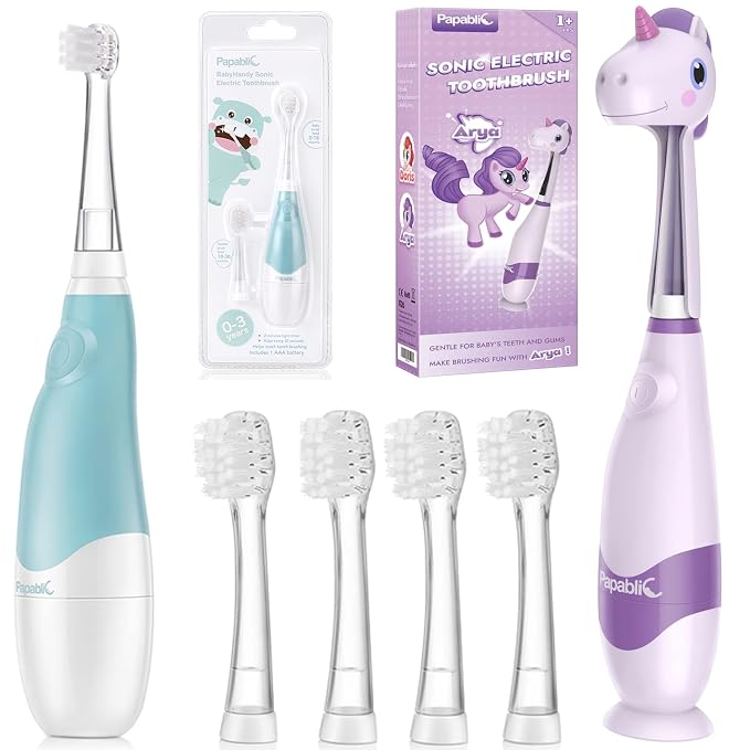 Papablic BabyHandy 2-Stage Bundle with Arya Toddler Sonic Electric Toothbrush