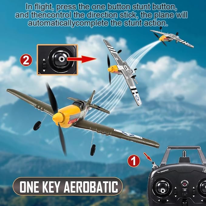 RC Plane 4 Channel Remote Control Airplane Ready to Fly P51D Mustang RC Airplane Easy Control for Beginners Adults