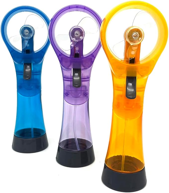 BJPEY Water Misting Fans Portable Personal Handheld Spray Fan Cooling Outdoor Cooler, Pack of 3 (Blue/Purple/Yellow)