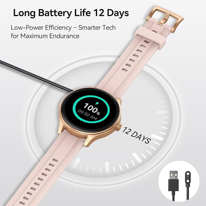 Smart Watch for Women Android iPhone, 1.27'' HD Fitness Tracker with Bluetooth Call & Answer, IP68 Waterproof, Heart Rate/SpO2/Sleep Monitor, Built-in AI Voice, 105+ Sports Modes (Gold)