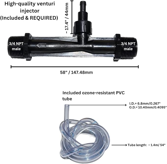 Cold Plunge Ozone Generator AMBOHR 50mg/Hr Hot tub Ozone Generator Keep Your spa Water Clean. Includes Threaded 3/4" NPT Venturi Injector. Inline Cold Plunge Ozone Generator.