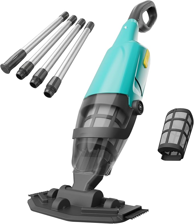 Pool Vacuum for Above Ground Pool, 18GPM Powerful Suction/87” Extension Pole/60Mins Runtime, Spot Fast Cleaning Cordless Handheld Pool Vacuum Cleaner for Spas Inground Above Ground Pool Vacuums