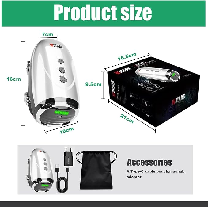 WMARK Barber Massager/Cordless HandheldMassager, Charge Neck/Legs/Hand/FaceMassager, 2 Massage Nodes 2600AMH,Silver