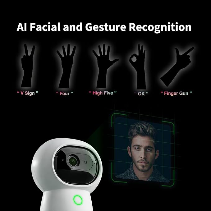 Aqara 2K Indoor Security Camera Hub G3, 360° Pan & Tilt Smart Cam | WiFi Security Camera for Baby & Pet, AI Facial & Gesture Recognition, Infrared Remote, Compatible with HomeKit Alexa IFTTT