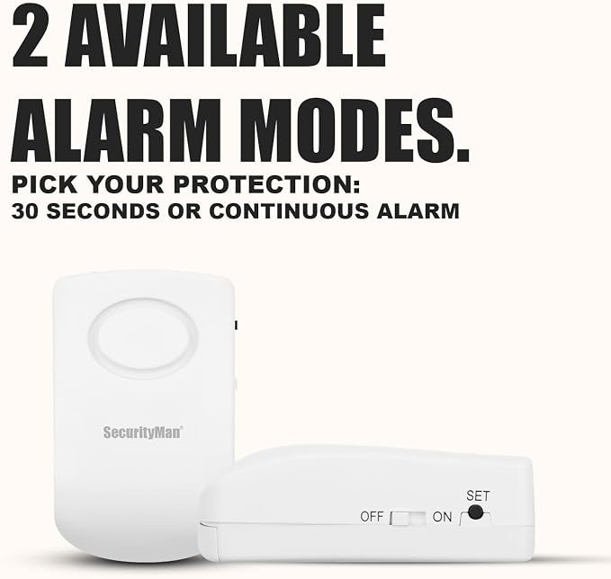 Securityman Door Handle Alarm with 130dB Vibration Triggered Portable Door Alarms When Opened - Perfect for Kids, Toddler, Elderly, Hotel, Travel, Bedroom (2 Pack Door Security)