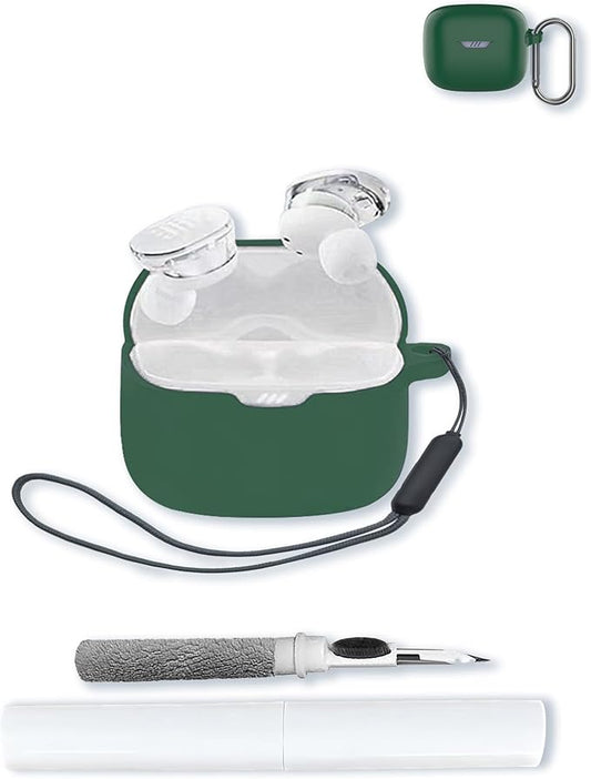 Case for JBL Tune Buds - True Wireless Noise Cancelling Earbuds,Soft Protective,BOVUGAC Silicone Case Cover with Keychain & Cleaning Kit & Lanyard for JBL Tune Buds Earbuds-Green