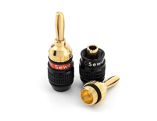Sewell Deadbolt® Banana Plugs 14-Pairs, Gold Plated Speaker Plugs, Quick Connect, Tool-Free, SW-29863-14