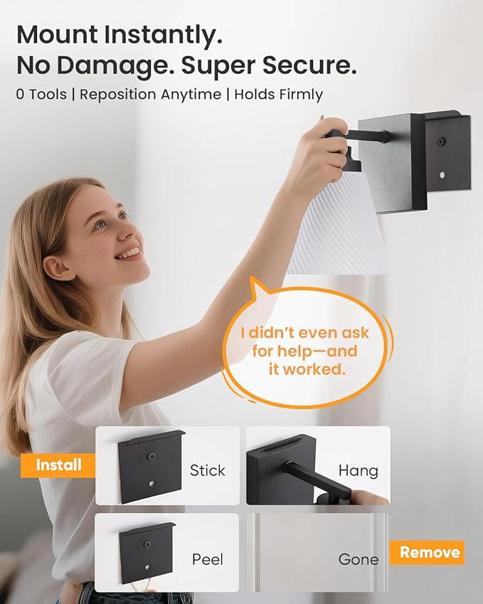 Neporal CARRYGLOW Battery Operated Wall Sconce, Peel and Stick No Drill Wall Lights Battery Operated, Rechargeable Wall Sconces for Bedroom, Living Room, Bathroom, Apartment, Renter Friendly