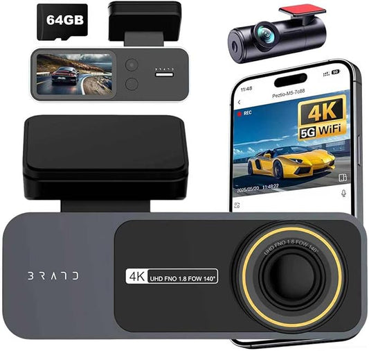 4K Dual Dash Cam Front and Rear - 3 Inch LCD Screen Car Camera with GPS Tracking, WiFi Phone Connectivity, G-Sensor & Loop Recording, Dashcam for Vehicle Security & Accident Evidence 24H Parking Mode