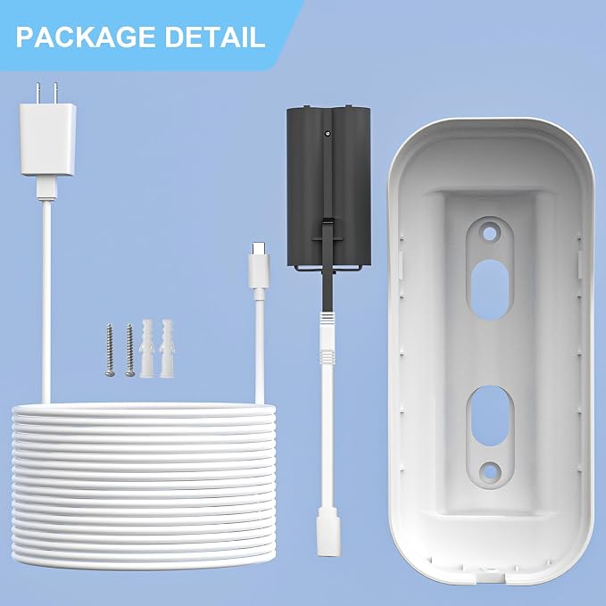 25ft Power Adapter Kit for myQ Smart Garage Video Keypad,Angle Adjustable(40 to 140) Degree Mounting Bracket for myQ, (2-in-1) Mount and Power Cable,Easy to Install