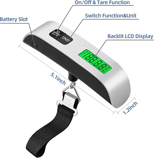 Luggage Weight Scale, 1pcs Portable Scale Digital LCD Display 110lb/50kg Electronic Luggage Hanging Suitcase Travel Weighs Baggage Bag Weight Balance,for Travel(Scale A)