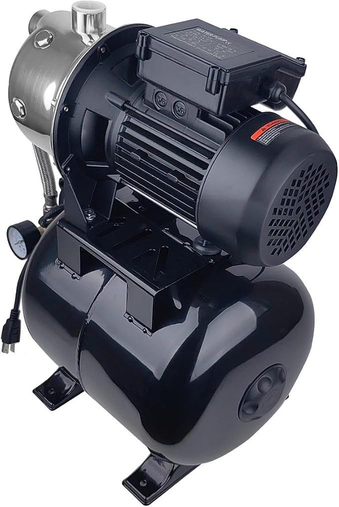 1.6HP Shallow Well Pump with Pressure Tank, 898GPH, 115V,Stainless Steel Automatic Water Booster Jet Pump, 157.5FT Centriffugal Pump for Home Garden Lawn Sprinkler Irrigation