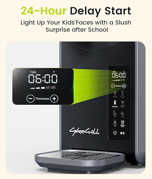 CyberChill Slushie Machine, Slushy Machine for Home with LED Display - 5 Preset Programs & 24H Delay Start&Freshness, No Ice Needed Frozen Drink Maker for Frozen Margaritas, Frappés & Ice Cream