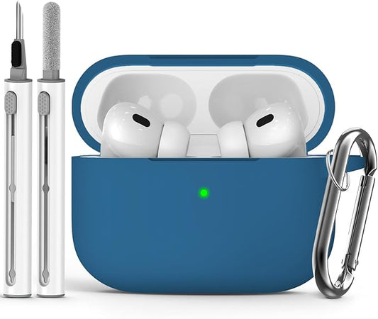 Ljusmicker for AirPods Pro Case Cover with Cleaner Kit,Silicone Protective Cases for Apple AirPod Pro 2nd/1st Generation Case for Women Men,AirPods Pro 2 Case Accessories with Keychain-Cobalt Blue