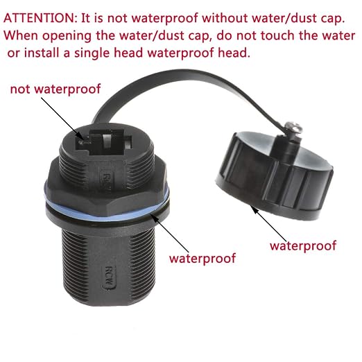 5PCS Panel Mounting Shielded RJ45 Waterproof Cat5/5e/6 8P8C Connector Ethernet LAN Cable Connector Double Head Adapter with Waterproof/Dust Cap