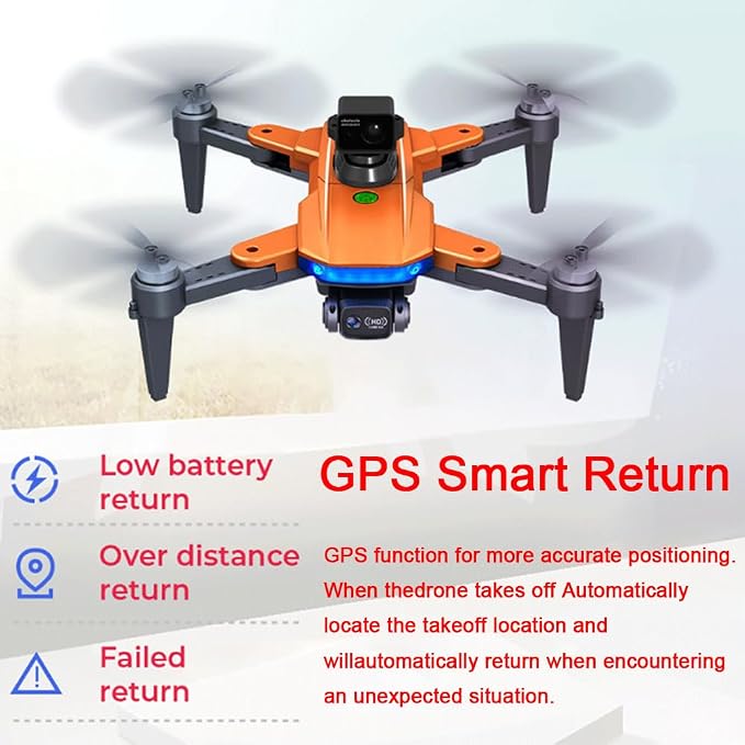Lozenge 360° Obstacle Avoidance Brushless GPS Drone with Camera for Adults 4K Smart Follow Auto Return Long Battery Life Quadcopter 3 Battery HJ90 Big Size