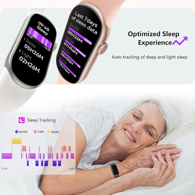 FITVII Slim Fitness Tracker AMOLED with Blood Oxygen, Blood Pressure, 24/7 Heart Rate and Sleep Tracking, IP68 Waterproof Activity Trackers and Smart Watches with Step Tracker, Pedometer for Women Men