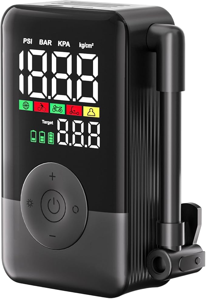 Mini Bike Tire Pump,20s Fast Inflate Bicycle Pump with Guage,150PSI Portable Electric Motorcycle Air Pump with Presta and Schrader Valve for Mountain Bike,Road Bike,Motorcycle,Ball.
