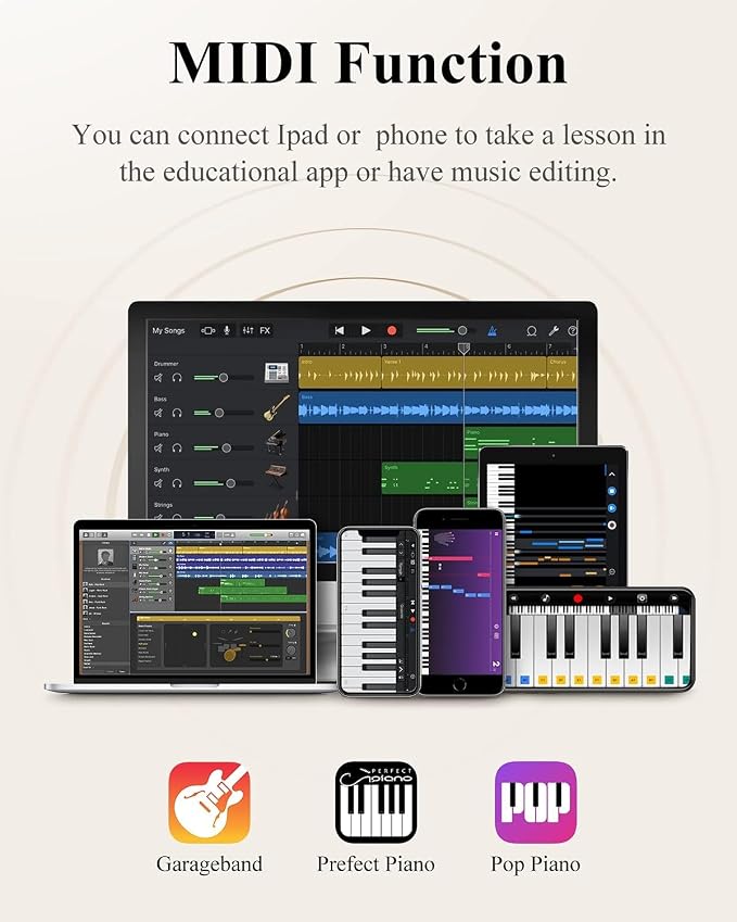 Eastar EP-10 Beginner Foldable Digital Piano 88 Key Full Size Semi Weighted Keyboard, Bluetooth Portable Electric Piano with Piano Bag