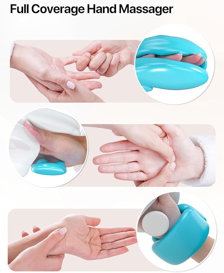 ALLJOY Hand Massager, Cordless Electric Hand Massager with Heat and Kneading Rollers Massage for Tired Fingers, Gifts for Women Men(White)