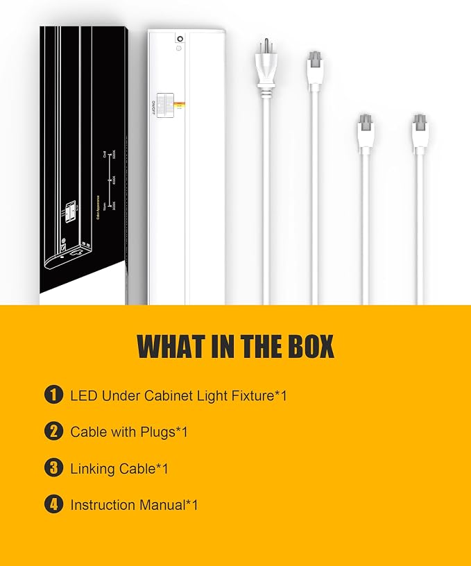 Under Cabinet Lighting Hardwired & Plug-in, 12 inch 3CCT Dimmable Linkable Under Counter Lights for Kitchen,with Power Cord and Linked Cord, CRI 97, 120V,8W,700Lm, White