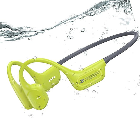 Full-Coverage Liquid Silicone Swimming Headphones, IP68 Waterproof Underwater Headphones, Bluetooth 6.0&MP3 with 32GB Memory Card, Soft/Skin-Comfortable Open Ear Bone Conduction Swim Earbuds
