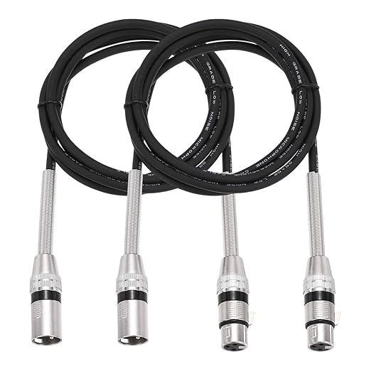 DMiotech 2 Pack XLR to XLR Cable, 3-Pin 22AWG OFC Male to Female Microphone Cable Mic Cord Wire Connector for Speaker Mixer, Studio, PA System, 6 Feet(Black)