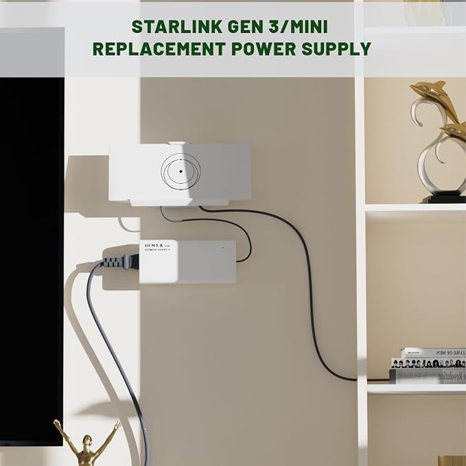 Starlink Power Supply Adapter for Gen 3 &Mini,ETL Listed/ 48V 3A /144W AC to DC Adapter Replacement Power Supply for Starlink V3&Mini