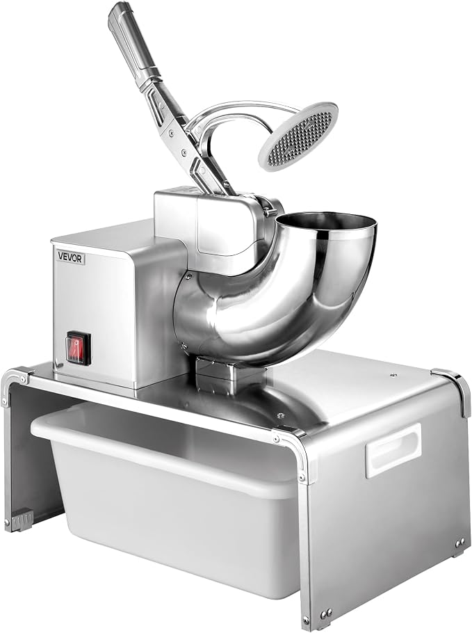 VEVOR Commercial Ice Shaver Machine, 661 LBS/H Electric Ice Crusher with Replaceable Container, 350W Premium Motor, 4 Blades, Shaved Snow Cone Machine Ice Maker for Dessert Shop Bar Party, Silver