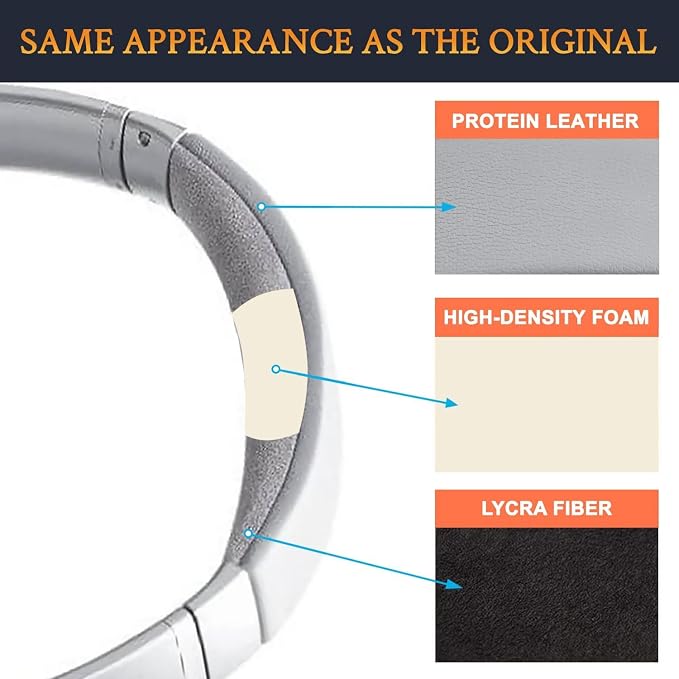 SOULWIT Replacement Kit for Bose QuietComfort QC35/QC35 ii Over-Ear Headphones, Ear Pads Cushions + Headband + Silicone Earpads Cover Protector - Silver