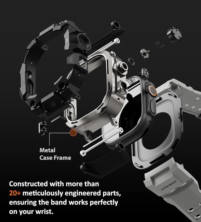 ULTIMAL Rugged Case with Band for Apple Watch 49mm,Compatible with Apple Watch Ultra 3/2/1, Military Grade Shockproof Bumper Cover for iWatch Tactical Band Men (49mm,Grey)