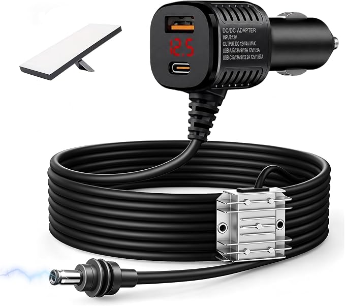 Starlink Mini Car Adapter,16.4FT Starlink Mini Car Charger 12/24V Step Up to 30V 3.5A DC Power Cable Starlink Mini Accessories with Digital Display Cigarette Lighter Adapte for Trucks RV Ships