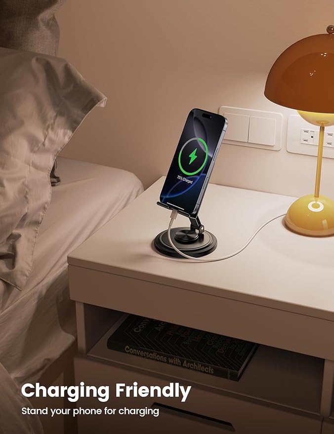 Lamicall Laptop Stand for Desk with 360 Rotating Base + Sturdy Adjustable Phone Stand for Desk