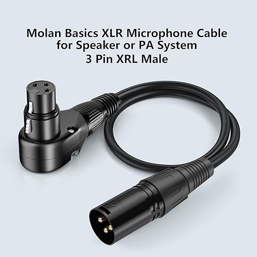 Straight XLR Male to Right-Angle XLR Female Microphone Cable 2-Pack, Adjustable 90 Degree Pro Balanced Shielded 3 Pin DMX Patch Cord for Studio Audio&DJ Stage Live Recordin(D, 6Feet)