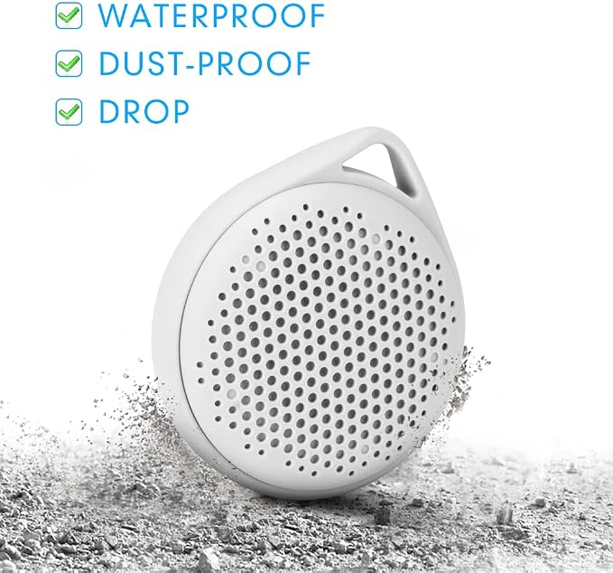 Shower Speaker IP67 Waterproof Bluetooth Speaker, Portable Bluetooth Speaker with Enhanced Bass and Built-in Mic, Mini Bluetooth Speaker with Compact Size for Home Outdoor Travel (White)