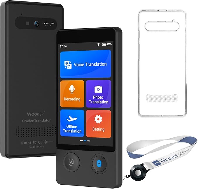 W12 Language Translator Device, 2026 Upgraded AI Translator No WiFi Needed, Support ChatGPT, 140+ Languages Instant Two-Way Translator, Offline/Photo Translation for Business Travel