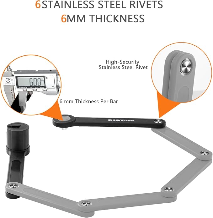 Bike Lock Bicycle Scooter Motorcycle Folding Locks with 4Keys, Fold Chain Heavy Duty Alloy Steel Foldable Lock with Mounting Bracket 2pc Straps, 86cm/34 Unfolding, 1.92 lbs
