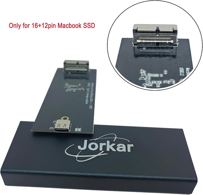 External USB-C 3.2 SSD Enclosure for MacBook Air/Pro 12+16 PIN SSDs, Hard Drive Reader for A1466 A1465 A1502 A1398 SSDs mid 2013-2017, Portable Mac SSD to USB C Adapter Case