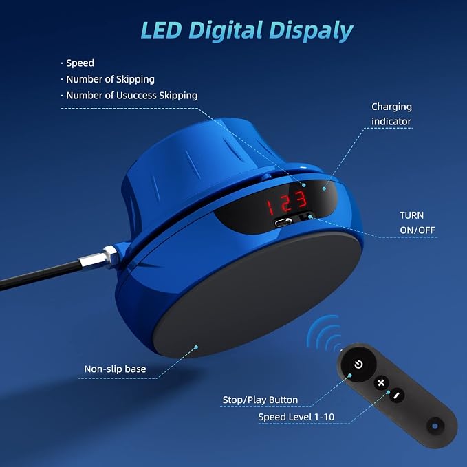 Smart Jump Rope Machine Electronic Skipping Ropes 1-10 Speed Level Adjustment Multiplayer Jumping Rope Groups Rope Skipping LED Display Counter Workout for Women/Men/Kids