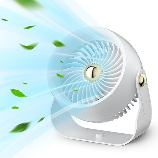 CIVPOWER Desk Fan: Table Fan Small Portable Rechargeable with 6000 mAh Battery - 4 Speed and Timing - Quiet Desktop 8 Inch Fan for Bedroom Room Dorm Essentials Office Air Circulation 270°Adjustable
