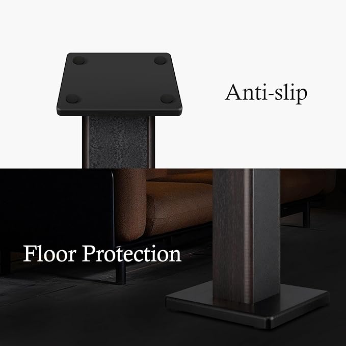 Elimavi Universal Floor Speaker Stands, 22.64 Inch Surround Sound Stands Supports 150LB, Non-Slip Pads & Cable Ties, for Bookshelf Speakers,Satellite Speakers,Studio Monitors, Easy Installation,Black