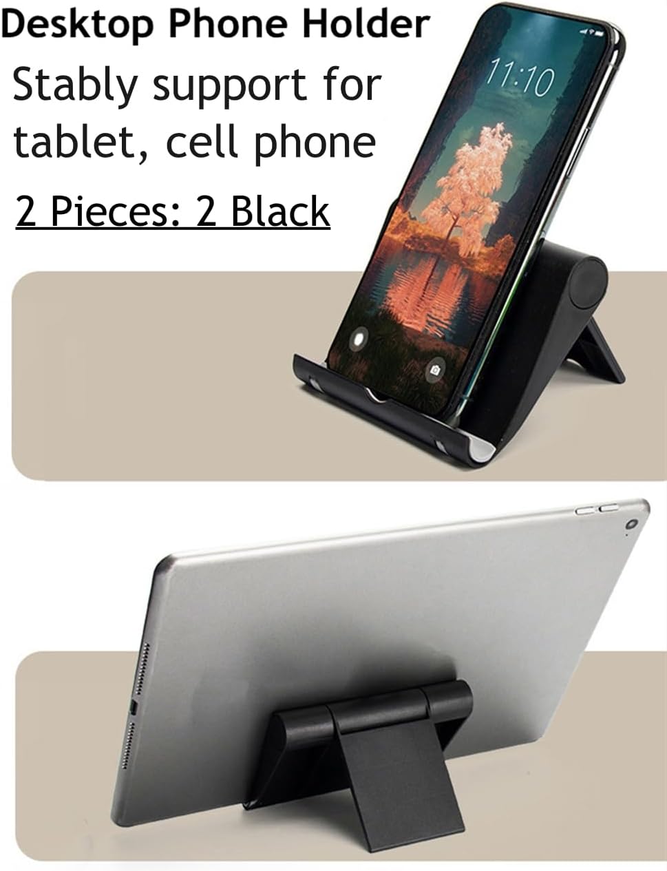 Adjustable Foldable Cell Phone Stand for Desk, Compatible with Most Smartphones and Tablets, Anti-Slip Rubber Base for Stability