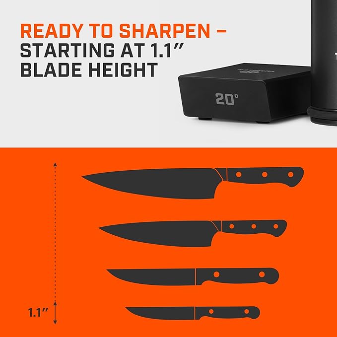 TUMBLER Pro Rolling Knife Sharpener™ - Knife Sharpening Made Easy - Rolling Knife Sharpening Kit with Removable Disc System - Includes 4-Layer Diamond Sharpening Disc & EdgeBoost Ceramic Disc (Black)