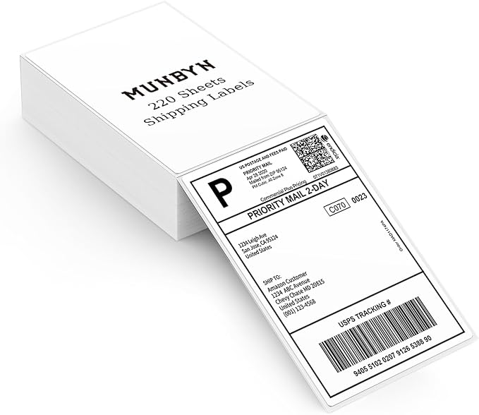 130B Bluetooth Thermal Label Printer+4"x6" Direct Thermal Shipping Labels